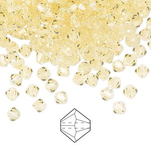 Bead 48pk jonquil, Preciosa Czech crystal 4mm bicone