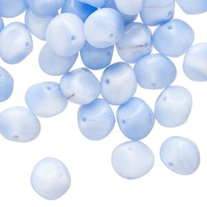 Bead, Czech glass, opaque light blue, 9x8mm irregular saucer. Sold per 2-ounce pkg, approximately 80 beads.