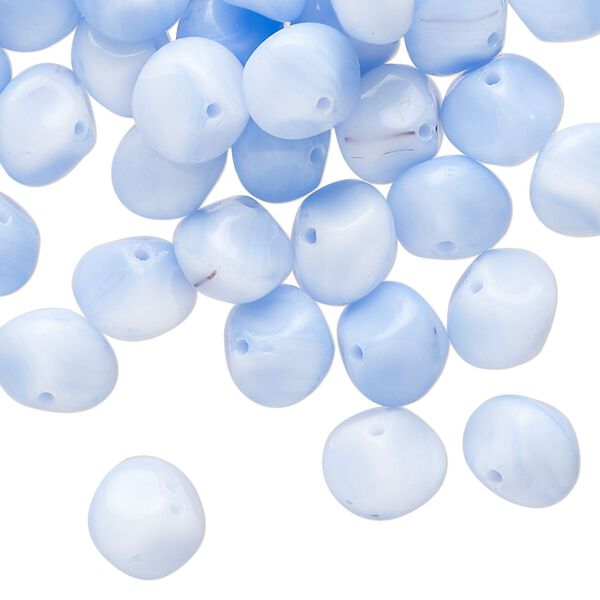 Bead, Czech glass, opaque light blue, 9x8mm irregular saucer. Sold per 2-ounce pkg, approximately 80 beads. image number 0