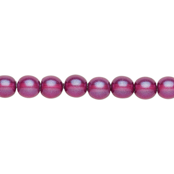 Bead, Czech pressed glass, pearlized purple, 6mm round. Sold per 15-1/2" to 16" strand, approximately 65 beads. image number 0