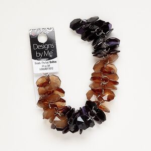 Drop, silver-finished steel and acrylic, brown and dark blue, 14mm faceted top-drilled hexagon. Sold per pkg of 64.