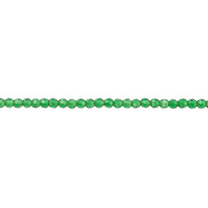 Glass 1pkg1, faceted round bead 14 inch transparent green 2mm