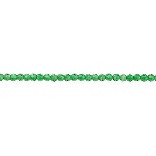 Glass 1pkg1, faceted round bead 14 inch transparent green 2mm image number 0