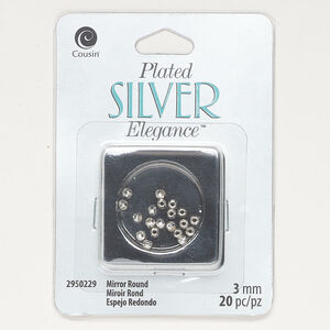 Bead 1pkg20, silver-plated copper, 3mm faceted round.