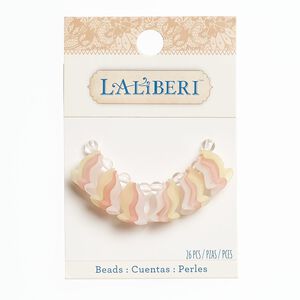 Drop mix, acrylic, frosted pink / ivory / clear, 5mm round and 15mm rose petal. Sold per pkg of 26.