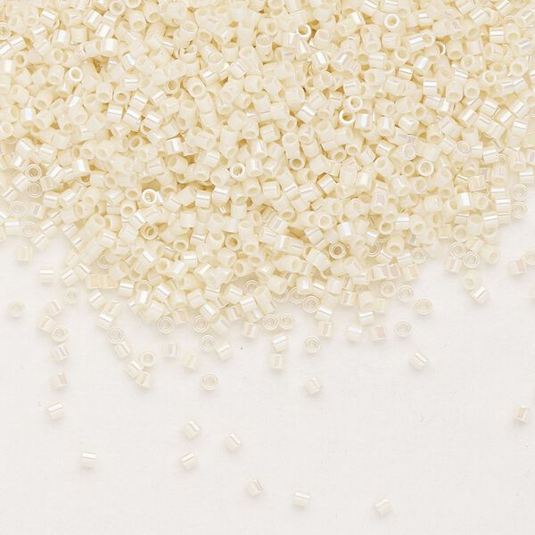 Seed bead, Delica®, glass, pkg/50g, #15 round, opaque rainbow cream (DBS-0157). image number 0