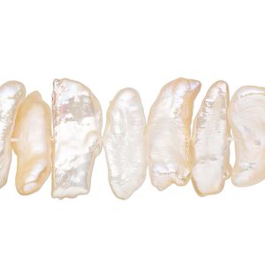 Pearl, cultured freshwater, peach, 15-20mm center-drilled stick, B grade. Sold per 16-inch strand.