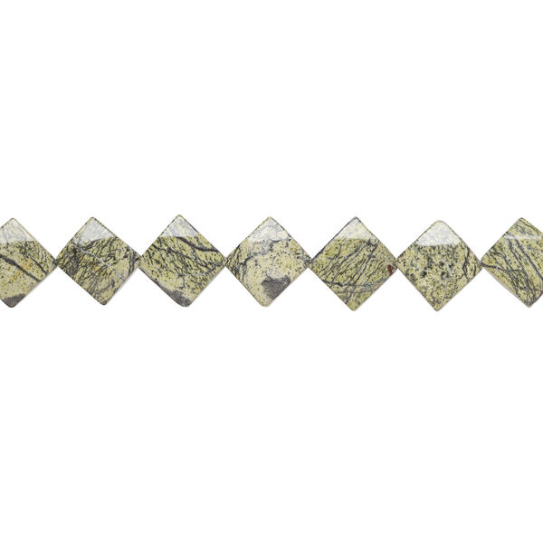 Russian serpentine 1pkg1, puffed diamond bead natural, 15 inch 31mm to 35mm image number 1