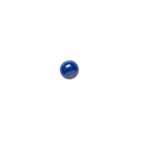 Cabochon, lapis lazuli (natural), 6mm calibrated round, A- grade, Mohs hardness 5 to 6. Sold per pkg of 8. image number 0