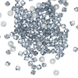 Bead 144pk translucent crystal silver night, Celestial Crystal® 3mm bicone