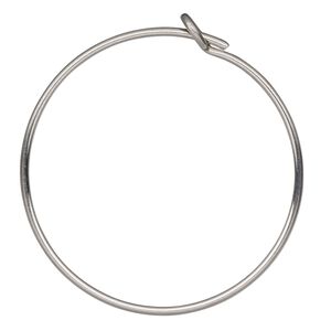 Hoop, stainless steel, 21mm round. Sold per pkg of 5-pair.