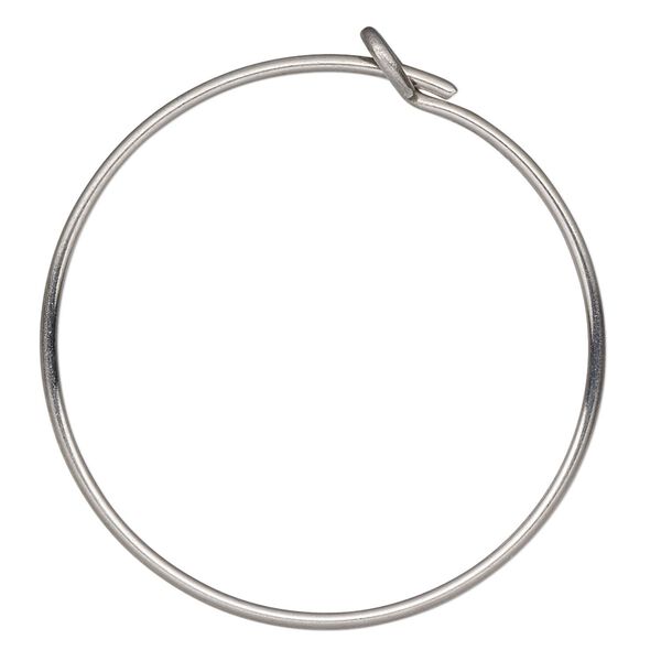 Hoop, stainless steel, 21mm round. Sold per pkg of 5-pair. image number 0