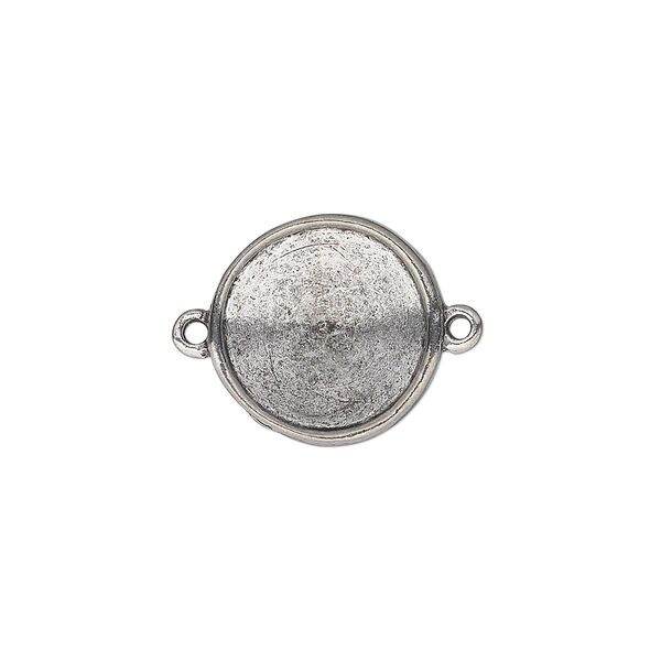 Link, Almost Instant Jewelry®, antiqued pewter (tin-based alloy), 17mm round with 14mm rivoli setting. Sold individually. image number 0