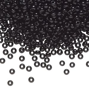 Seed bead, Preciosa Ornela Czech glass, pkg/500g, #8 rocaille, opaque black, (23980).