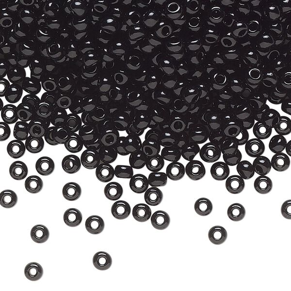 Seed bead, Preciosa Ornela Czech glass, pkg/500g, #8 rocaille, opaque black, (23980). image number 0