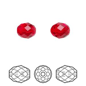 Bead 2pk light siam, Crystal Passions® 9.5x8mm olive briolette 5044