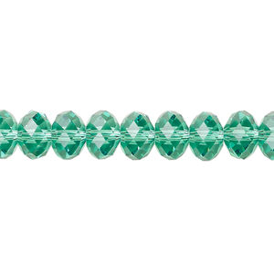 Bead 1pkg144 Caribbean green, Crystal Passions&reg; Regenerated 8x6mm rondelle 5040
