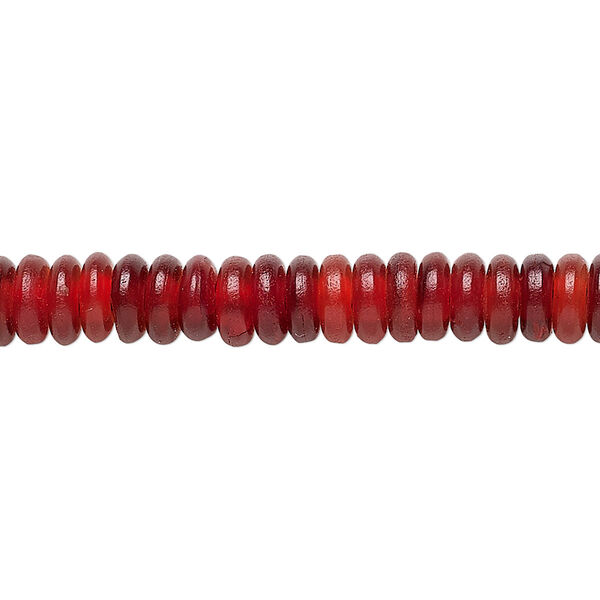 Bead, horn (dyed), red, 6x2mm hand-cut rondelle. Sold per 15-1/2" to 16" strand. image number 0