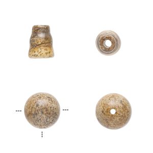 Picture jasper 2pkg2, T-drilled round / cone bead natural 10mm / 9x7mm