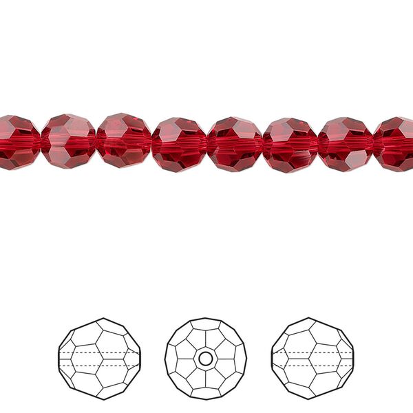 Bead 12pk scarlet, Crystal Passions® 6mm round 5000 image number 0