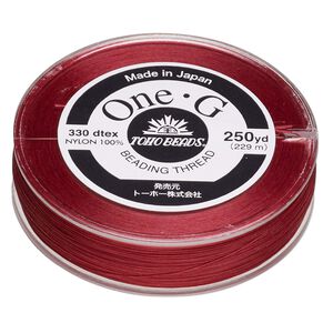 Thread, One-G™, nylon, pkg/250 yards, red, size 0.