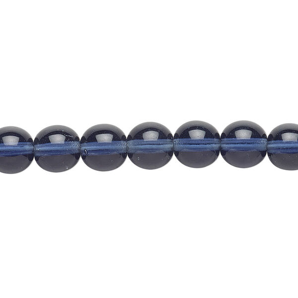 Bead, Czech glass druk, translucent Montana blue, 8mm round. Sold per 15-1/2" to 16" strand, approximately 50 beads. image number 0