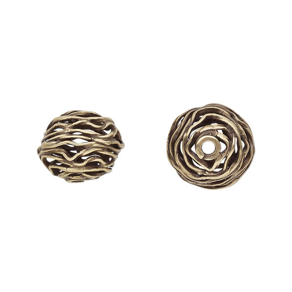 Bead, JBB Findings, antiqued brass, 12x10mm-13x11mm wire rondelle. Sold individually. image number 0