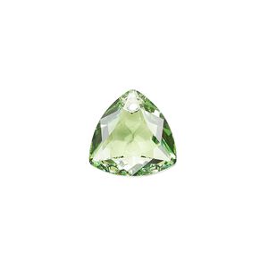 Drop 1pk peridot, Crystal Passions® 14.5mm pendant trilliant cut 6434