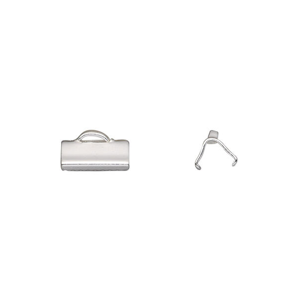 Ribbon crimp end, sterling silver, 10x5.5mm smooth rectangle. Sold individually. image number 0
