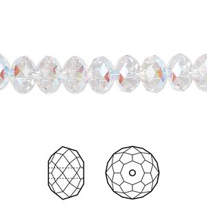 Bead 12pk crystal AB, Crystal Passions® 8x6mm rondelle 5040