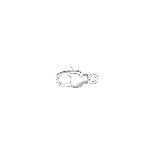 Clasp, lobster claw, silver-plated brass and steel, 9x5mm with swivel. Sold per pkg of 2. image number 0