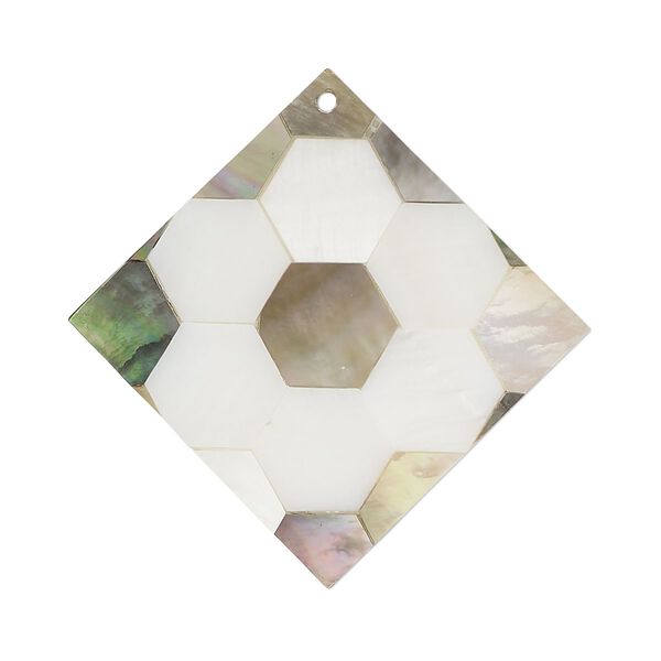 Focal, black lip shell / gold lip shell / mother-of-pearl shell (assembled), 34-36mm single-sided diamond, Mohs hardness 3-1/2. Sold individually. image number 0