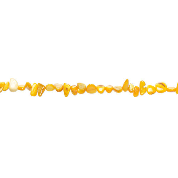 Mother-of-pearl shell 1pkg1, top-drilled chip bead, 30 inch orange-yellow small to extra-large image number 1