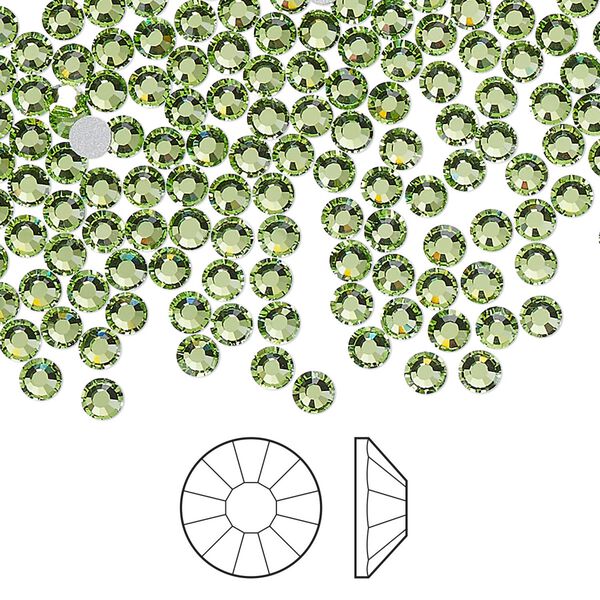 Flat back 144pk peridot foil back, Preciosa Viva 12® Czech crystal rhinestone 3-3.2mm chaton rose round SS12 image number 0