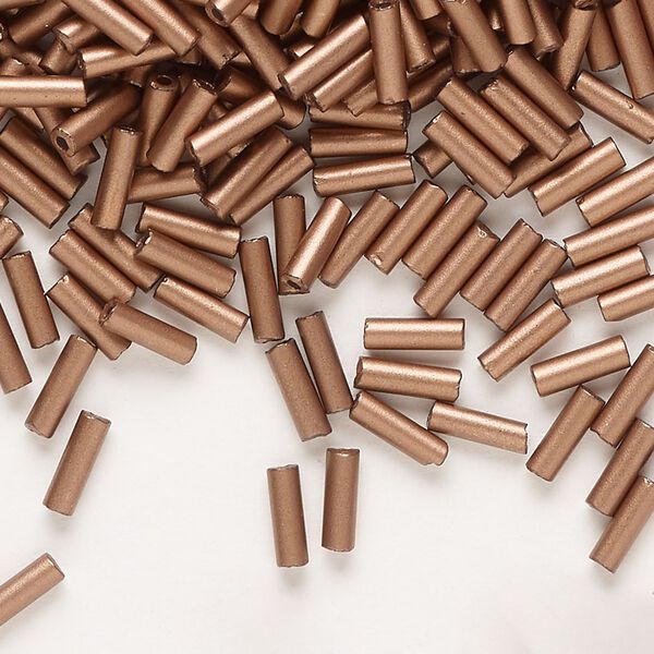 Bead, Preciosa Ornela Czech glass, bugle bead, pkg/500g, #3, soft gold metallic opaque alabaster, (01780). image number 0