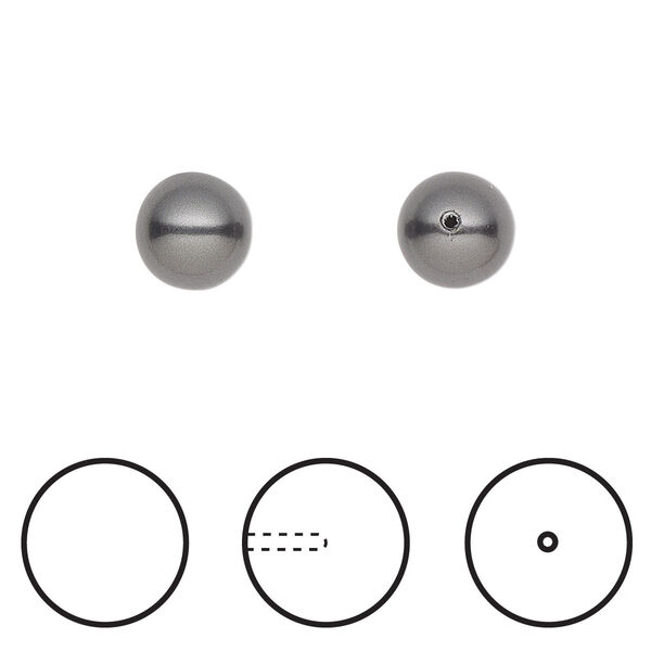 Pearl 250pk black, Swarovski® 8mm half-drilled round 5818 image number 0