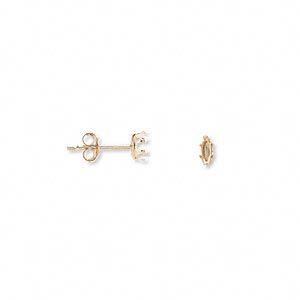 Earstud 1pkg2 Snap-Tite® 14Kt gold, 4x2mm marquise 6-prong setting / earnuts, 1 pair