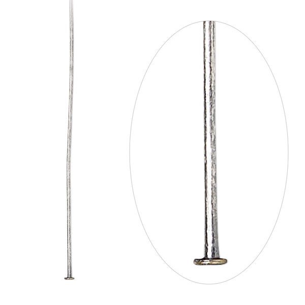 Head pin, antique silver-plated brass, 1-1/2 inches, 24 gauge. Sold per pkg of 500. image number 0