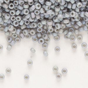 Seed bead, Miyuki, glass, pkg/25g, #11 rocaille, opaque matte rainbow shark fin grey, (RR-4705).