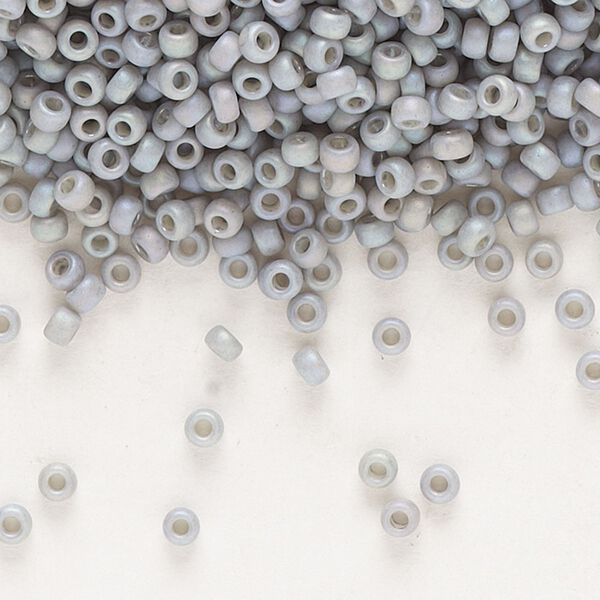 Seed bead, Miyuki, glass, pkg/25g, #11 rocaille, opaque matte rainbow shark fin grey, (RR-4705). image number 0
