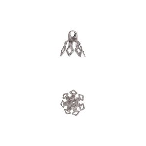 Bead cap, gunmetal-plated brass, 7x5.5mm 7-prong bell, fits 5-7mm bead. Sold per pkg of 500.