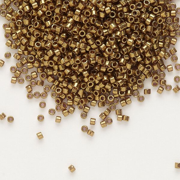 Seed bead, Delica®, glass, pkg/7.5g, #11 round, opaque metallic light bronze (DB-0022L). image number 0