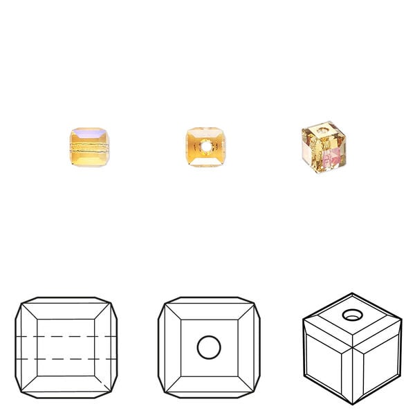 Bead 1pkg288 dark orange TCF™, Swarovski®, 4mm faceted cube 5601 image number 0