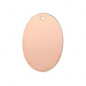 Focal, copper-plated brass, 30x20mm double-sided oval. Sold per pkg of 6.
