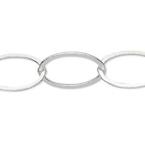 Chain 1pkg1 sterling silver cable, 14mm flat, 5 foot unfinished