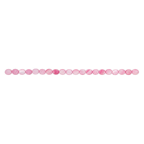 Mother-of-pearl shell 1pkg1, flat oval bead 15 inch hot pink 12x10mm-13x11mm image number 1