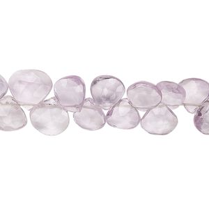 Lavender amethyst 1pkg1, hand-cut top-drilled faceted puffed teardrop bead natural 9 inch 7-9mm