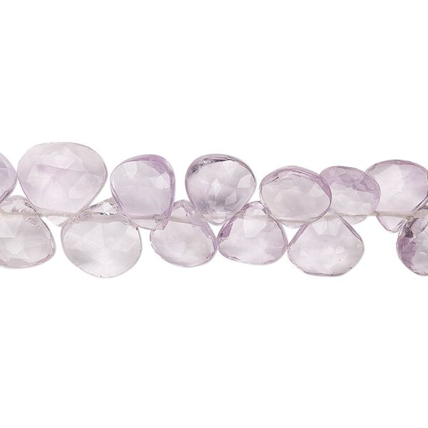 Lavender amethyst 1pkg1, hand-cut top-drilled faceted puffed teardrop bead natural 9 inch 7-9mm image number 0