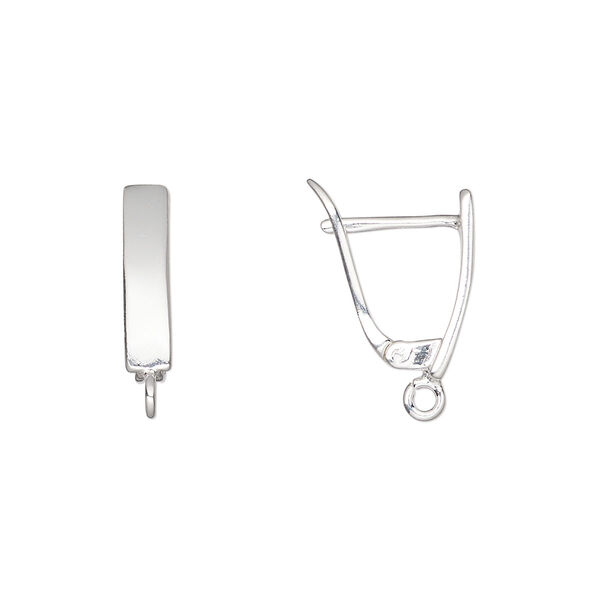 Ear wire, sterling silver, 17mm smooth leverback with open loop, 18 gauge. Sold per pair. image number 0