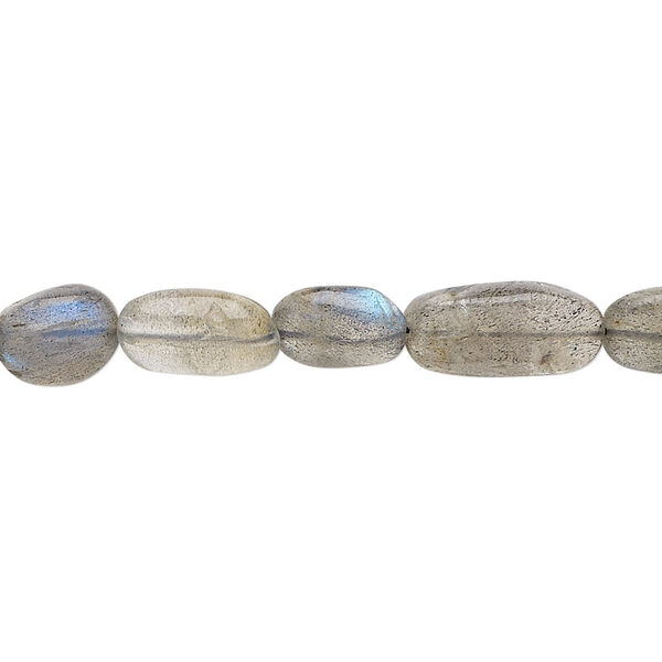 Bead, labradorite (natural), 8x6mm-13x7mm hand-cut puffed oval, C grade, Mohs hardness 6 to 6-1/2. Sold per 14-inch strand. image number 0